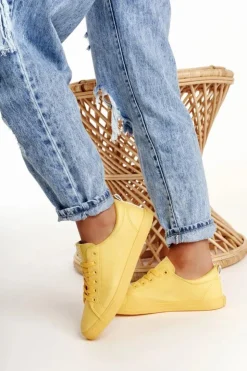 Damskie Big Star Shoes Damskie Skórzane Tenisówki BIG STAR HH274142 Żółte