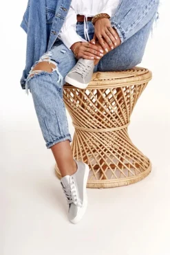 Big Star Shoes Trampki Damskie Big Star|Trampki Damskie Niskie*Damskie Skórzane Tenisówki BIG STAR HH274143 Srebrne