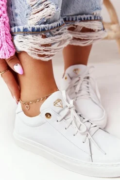 Boto Trampki Damskie Niskie*Damskie Skórzane Tenisówki Białe Nicole 2640