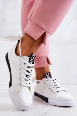 Damskie Boto Damskie Skórzane Tenisówki Biało-Czarne Mikayla