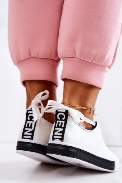 Damskie Boto Damskie Skórzane Tenisówki Biało-Czarne Mikayla