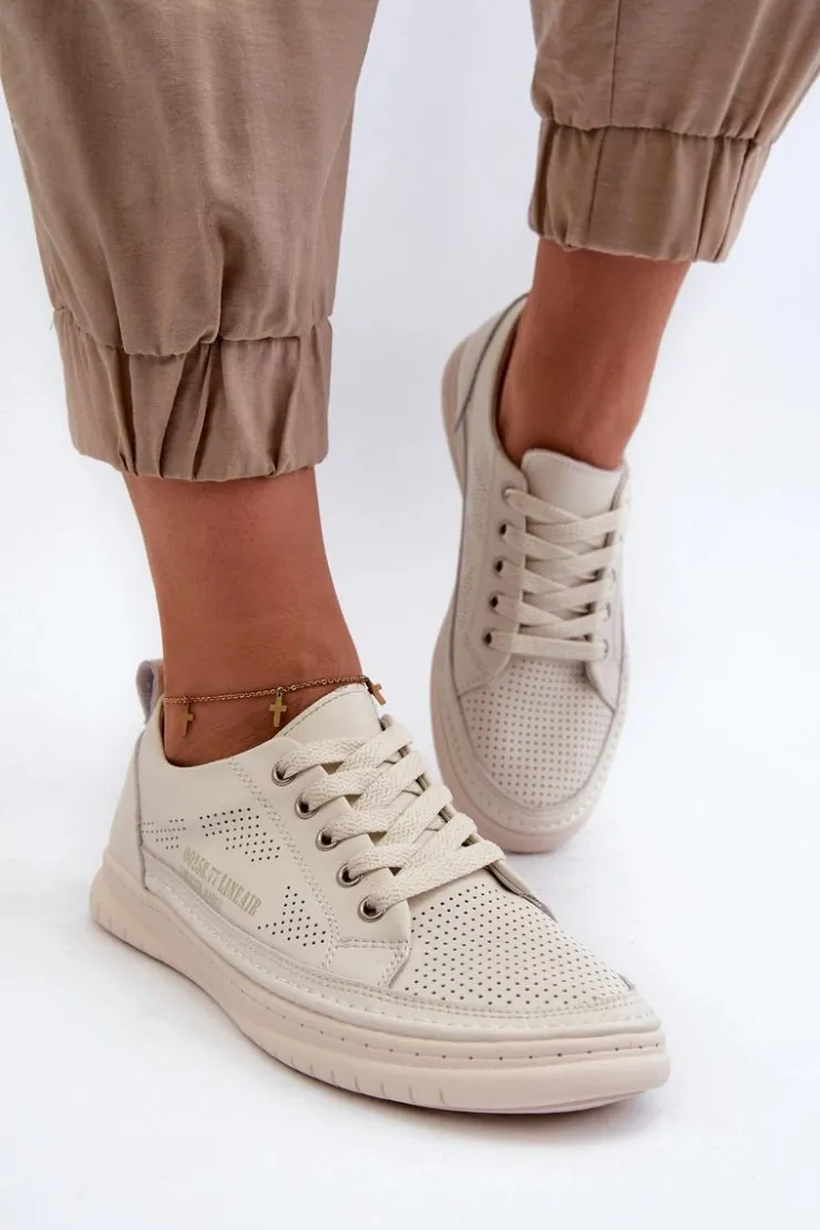 Clearance Evento Damskie Skórzane Tenisówki Beżowe Cloesa