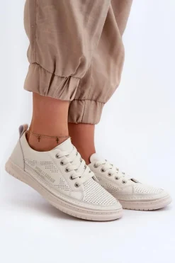 Clearance Evento Damskie Skórzane Tenisówki Beżowe Cloesa