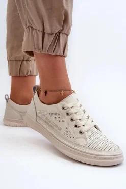 Clearance Evento Damskie Skórzane Tenisówki Beżowe Cloesa