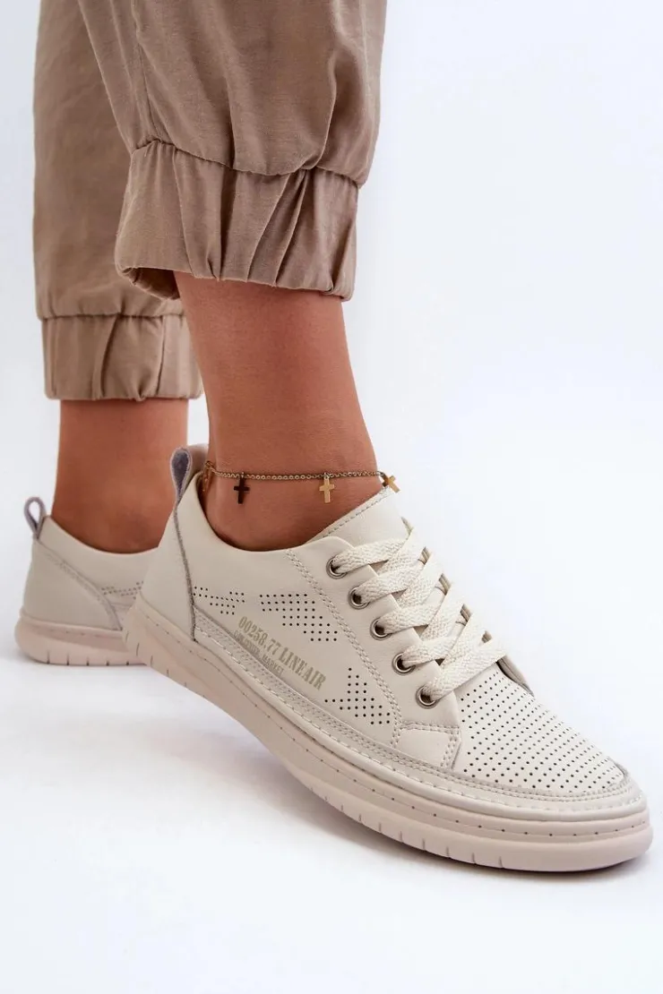 Clearance Evento Damskie Skórzane Tenisówki Beżowe Cloesa