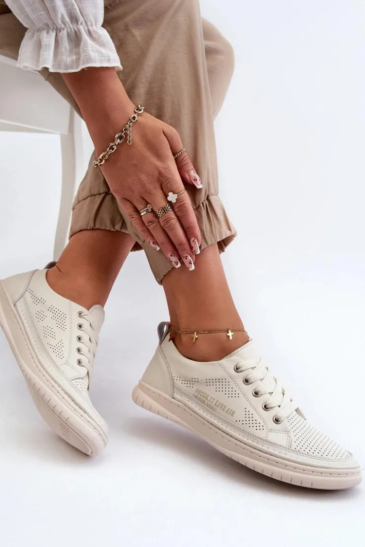 Clearance Evento Damskie Skórzane Tenisówki Beżowe Cloesa