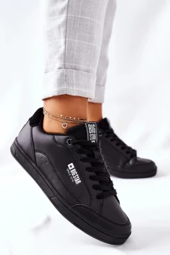 Big Star Shoes Trampki Damskie Big Star|Trampki Damskie Niskie*Damskie Skórzane Tenisówki Memory Foam BIG STAR II274320 Czarne