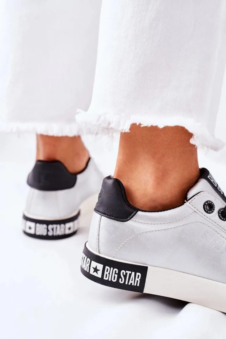 Damskie Big Star Shoes Damskie Skórzane Tenisówki BIG STAR II274034 Srebrne