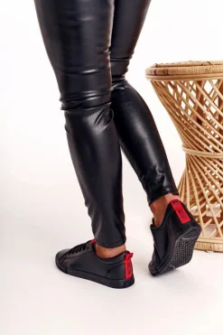 Big Star Shoes Trampki Damskie Big Star|Trampki Damskie Niskie*Damskie Skórzane Tenisówki Z Tasiemką BIG STAR DD274687 Czarne