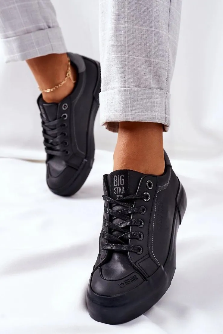 Damskie Big Star Shoes Damskie Skórzane Tenisówki BIG STAR II274029 Czarne