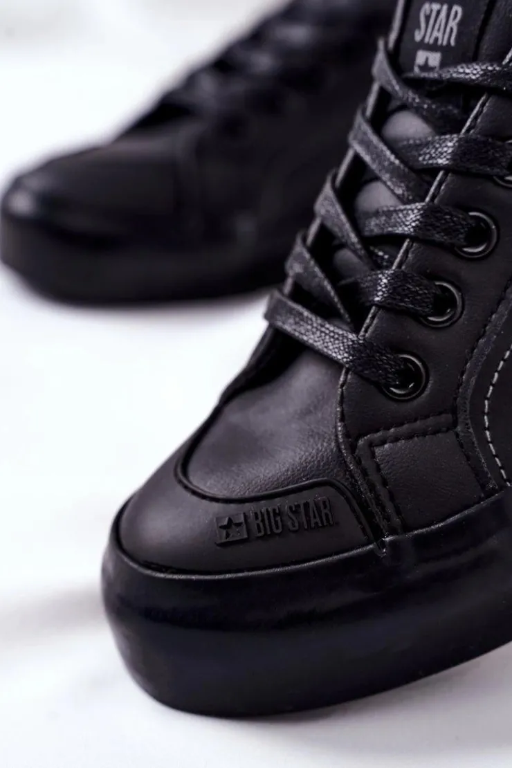 Damskie Big Star Shoes Damskie Skórzane Tenisówki BIG STAR II274029 Czarne