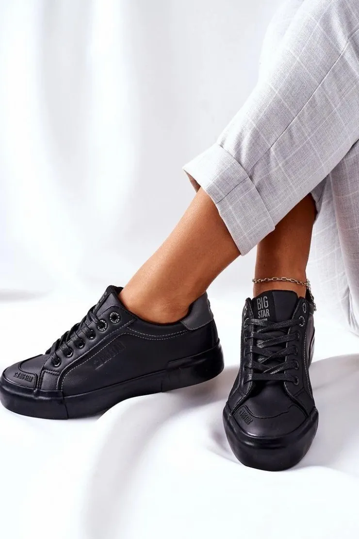 Damskie Big Star Shoes Damskie Skórzane Tenisówki BIG STAR II274029 Czarne