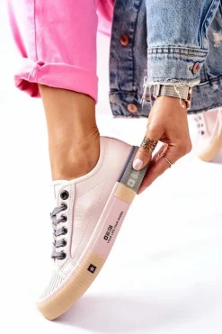 Big Star Shoes Trampki Damskie Big Star|Trampki Damskie Niskie*Damskie Skórzane Trampki BIG STAR II274133 Różowe