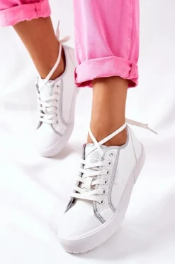 Hot Big Star Shoes Damskie Skórzane Trampki BIG STAR II274055 Białe