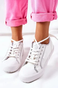 Hot Big Star Shoes Damskie Skórzane Trampki BIG STAR II274055 Białe