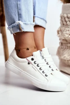 Big Star Shoes Trampki Damskie Big Star|Trampki Damskie Niskie*Damskie Skórzane Trampki Big Star GG274060 Białe