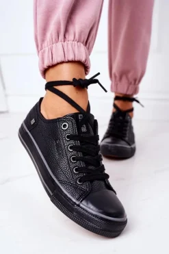 Discount Big Star Shoes Damskie Skórzane Trampki BIG STAR II274002 Czarne