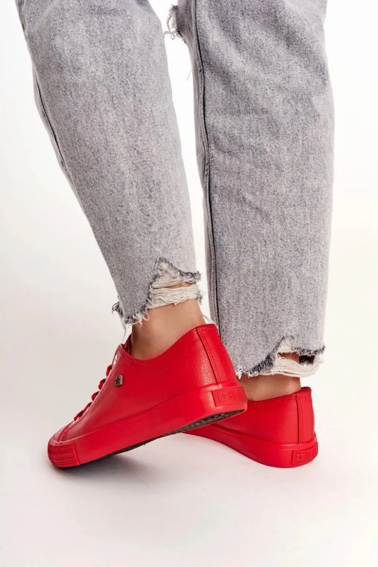 Online Big Star Shoes Damskie Skórzane Trampki Big Star Czerwone V274872