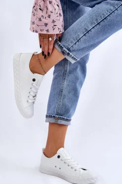 Damskie Big Star Shoes Damskie Skórzane Trampki Big Star LL274403 Białe