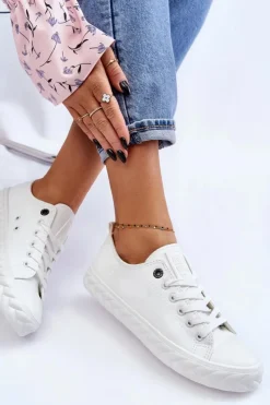 Damskie Big Star Shoes Damskie Skórzane Trampki Big Star LL274403 Białe