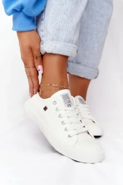 Damskie Big Star Shoes Damskie Skórzane Trampki Big Star Białe V274869