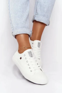Damskie Big Star Shoes Damskie Skórzane Trampki Big Star Białe V274869