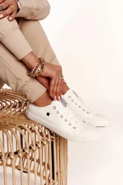 Damskie Big Star Shoes Damskie Skórzane Trampki Big Star Białe V274869