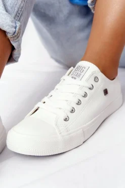 Damskie Big Star Shoes Damskie Skórzane Trampki Big Star Białe V274869