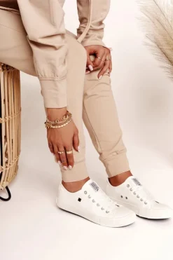 Damskie Big Star Shoes Damskie Skórzane Trampki Big Star Białe V274869