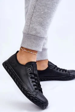 Damskie Big Star Shoes Damskie Skórzane Trampki Big Star LL274402 Czarne