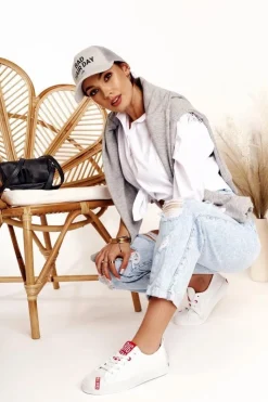 Big Star Shoes Trampki Damskie Big Star|Trampki Damskie Niskie*Damskie Skórzane Trampki BIG STAR EE274302 Białe