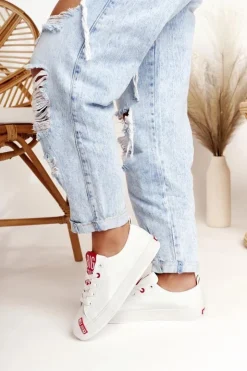 Big Star Shoes Trampki Damskie Big Star|Trampki Damskie Niskie*Damskie Skórzane Trampki BIG STAR EE274302 Białe