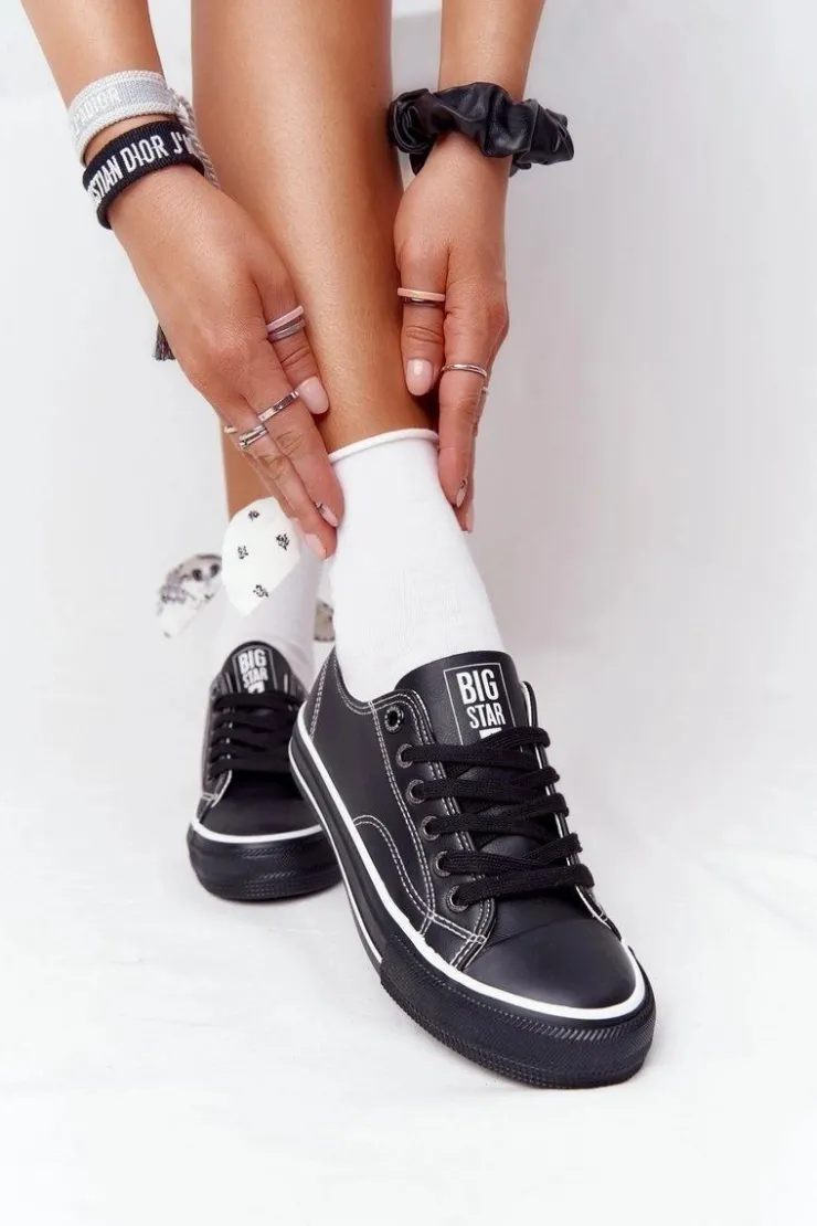 Big Star Shoes Damskie Skórzane Trampki BIG STAR HH274145 Czarne