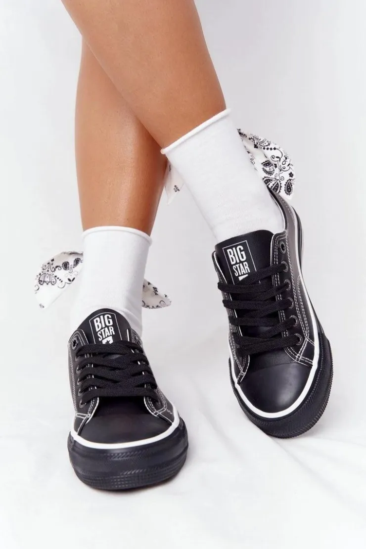 Big Star Shoes Damskie Skórzane Trampki BIG STAR HH274145 Czarne