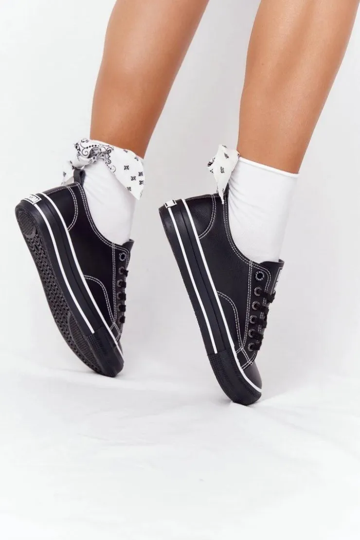 Big Star Shoes Damskie Skórzane Trampki BIG STAR HH274145 Czarne