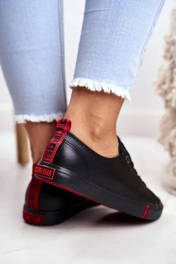 Damskie Big Star Shoes Damskie Skórzane Trampki Big Star GG274007 Czarne