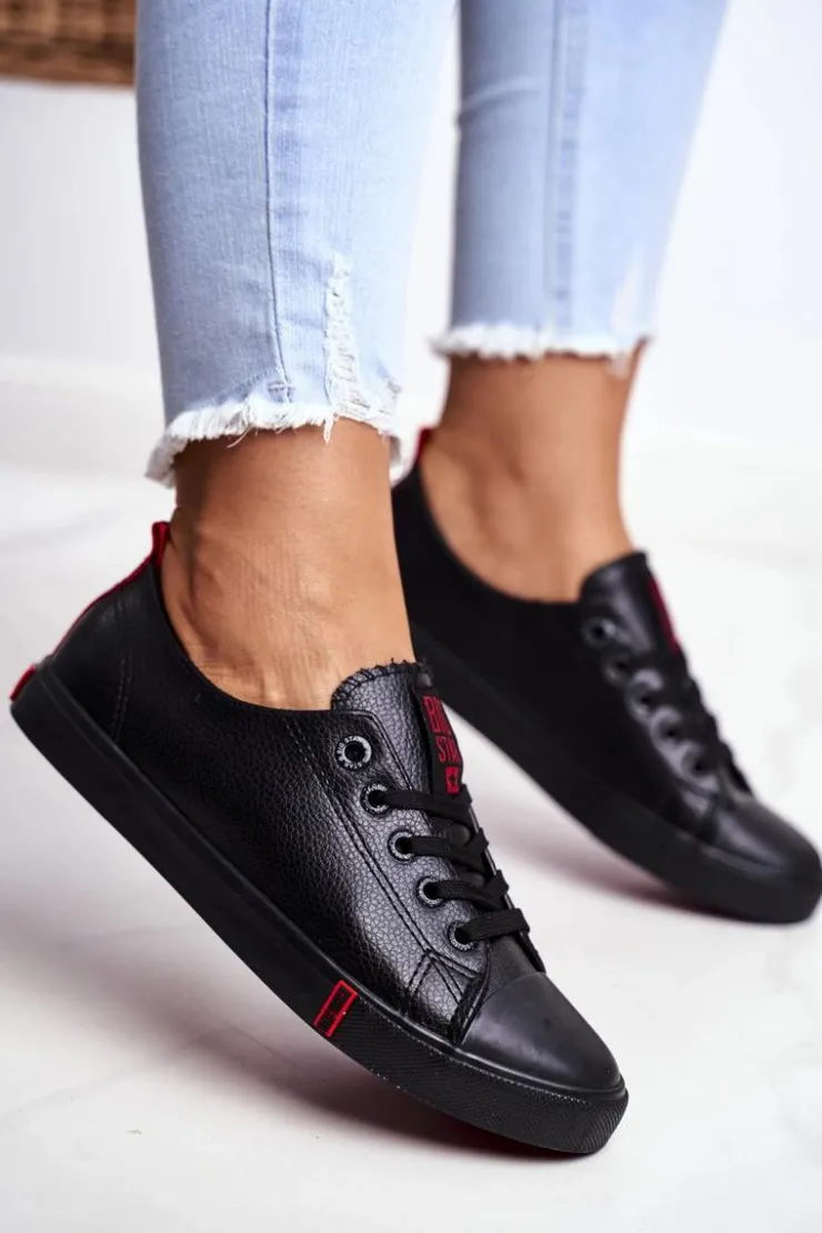 Damskie Big Star Shoes Damskie Skórzane Trampki Big Star GG274007 Czarne