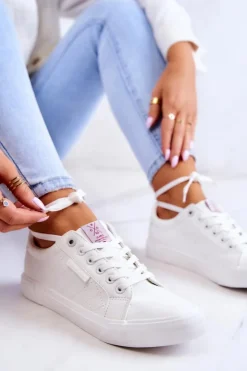 Damskie Cross Jeans Damskie Skórzane Trampki JJ2R4043C Białe