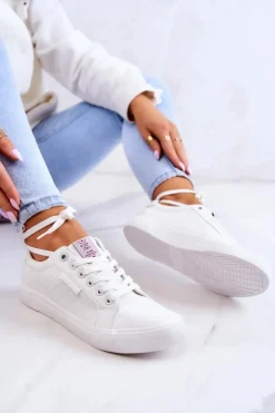 Damskie Cross Jeans Damskie Skórzane Trampki JJ2R4043C Białe