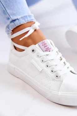 Damskie Cross Jeans Damskie Skórzane Trampki JJ2R4043C Białe