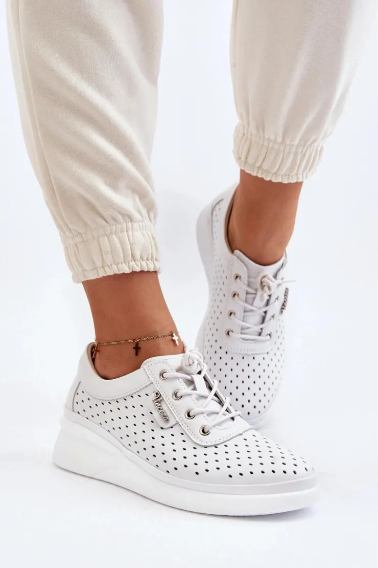 Buty damskie Vinceza Sneakersy Damskie*Damskie Skórzane Trampki Sportowe Buty Białe Brumia