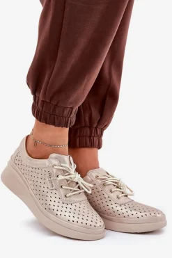 Discount Buty damskie Vinceza Damskie Skórzane Trampki Sportowe Buty Złote Brumia Złoty