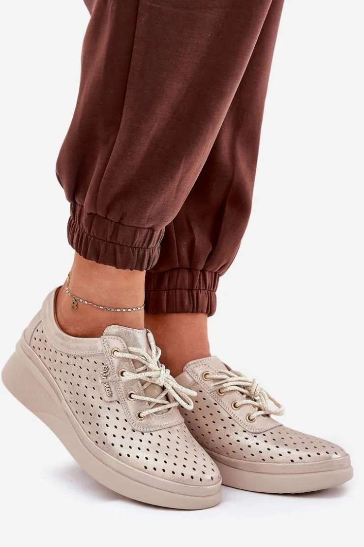 Discount Buty damskie Vinceza Damskie Skórzane Trampki Sportowe Buty Złote Brumia Złoty