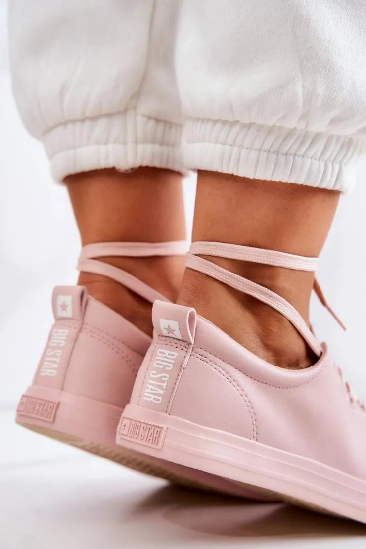 Damskie Big Star Shoes Damskie Skórzane Trampki Tenisówki Big Star JJ274071 Jasny Róż