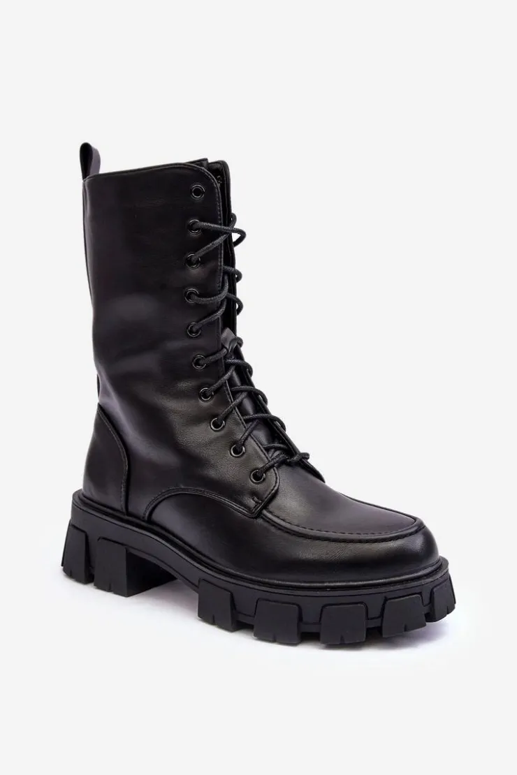 New Boto Damskie Skórzane Trapery Botki Na Suwak Czarne Igorfa