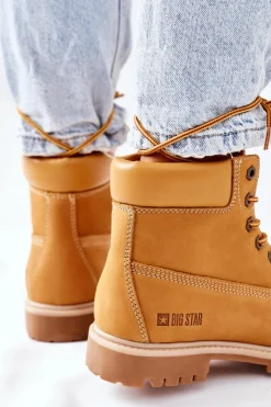 Best Big Star Shoes Damskie Skórzane Trapery Big Star II274447 Camel