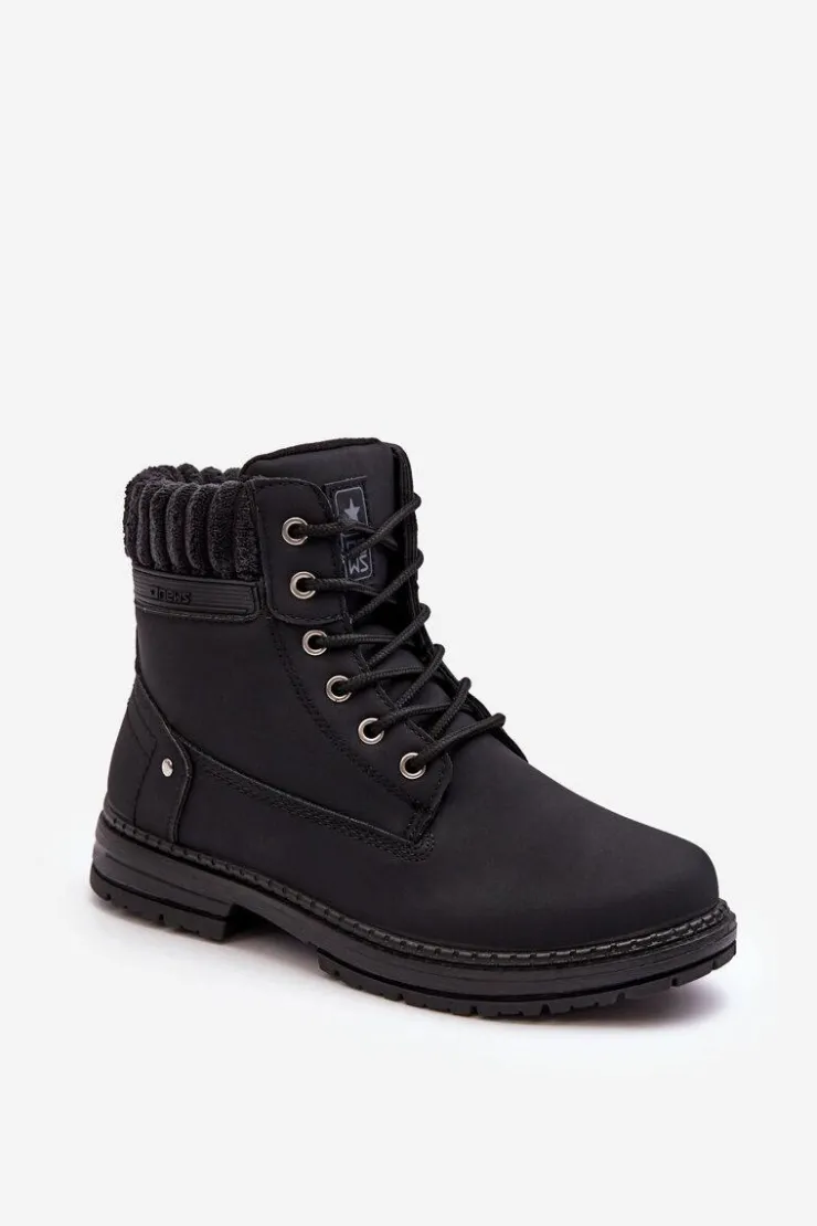 Online Evento Damskie Skórzane Trapery Ocieplane Czarne Katalis Czarny