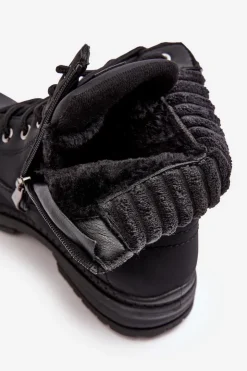 Online Evento Damskie Skórzane Trapery Ocieplane Czarne Katalis Czarny