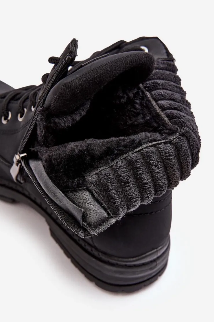 Online Evento Damskie Skórzane Trapery Ocieplane Czarne Katalis Czarny