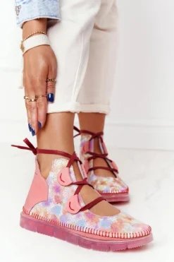 Damskie Maciejka Damskie Skórzane Trzewiki Róż 04457-15